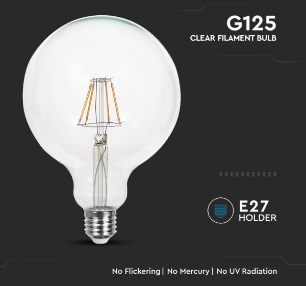 LED Žiarovka FILAMENT G125 E27/6W/230V 3000K