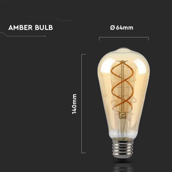 LED Stmievateľná žiarovka FILAMENT ST64 E27/4,8W/230V 1800K