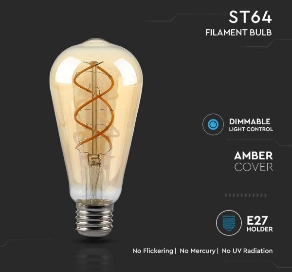 LED Stmievateľná žiarovka FILAMENT ST64 E27/4,8W/230V 1800K