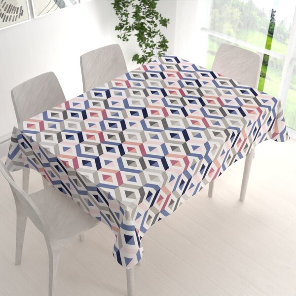 Biante Bavlnený obdĺžnikový obrus Sandra SA-573 Modro-ružovo-sivé kosoštvorce 50x100 cm