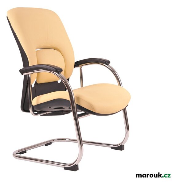 Konferenčná stolička Office Pro VAPOR MEETING - pravá hovädzia koža, chróm Koža F02 béžová
