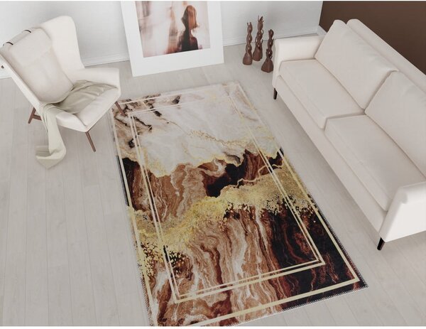 Hnedo-krémový umývateľný koberec 50x80 cm - Vitaus