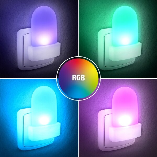 Solight WL910 - LED RGB Orientačné svietidlo so senzorom do zásuvky LED/0,5W/230V
