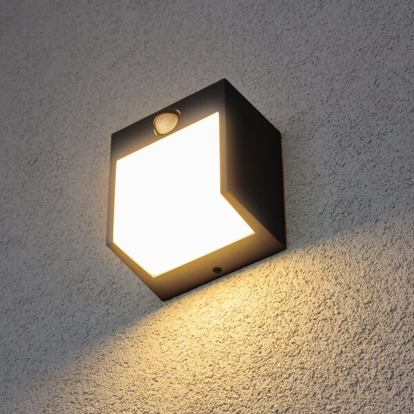 BRILAGI-LED Vonkajšie nástenné svietidlo so senzorom TERNI LED/12W/230V čierna IP44
