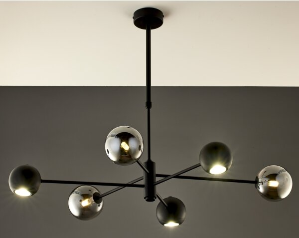 Jupiter 1974 - Luster na tyči MOKA 3xGU10/10W/230V + 3xG9/10W/230V čierna/chróm