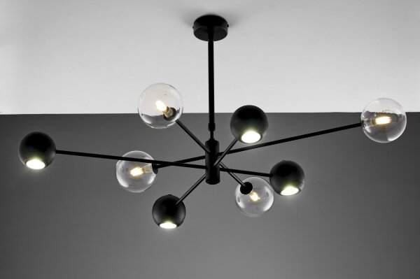 Jupiter 1996 - Luster na tyči MOKA 4xGU10/10W/230V + 4xG9/10W/230V čierna/číra