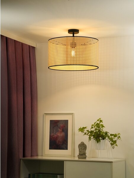 Duolla - Prisadený luster ROLLER RATTAN 1xE27/15W/230V pr. 45 cm béžová/čierna