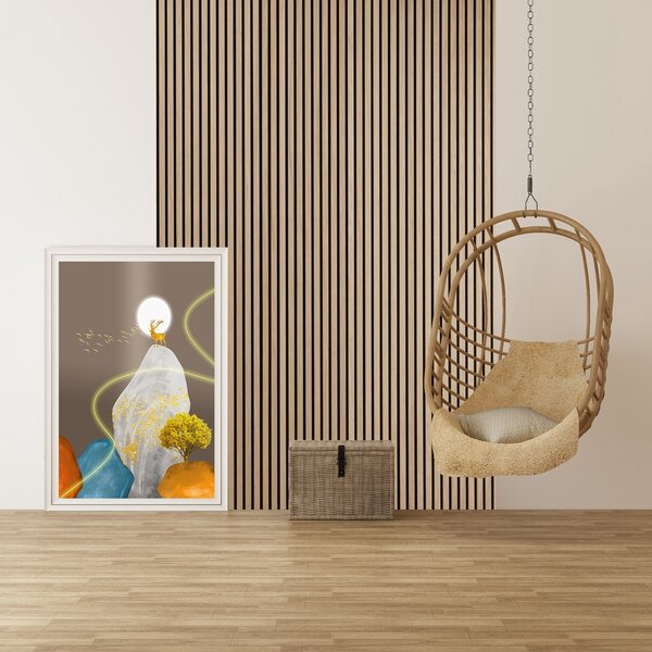 Drevený akustický panel, 2400 x 600 mm, B2BP002, breza