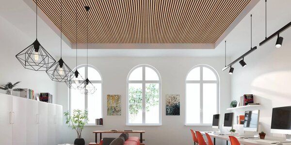Drevený akustický panel, 2400 x 600 mm, B2BP002, breza