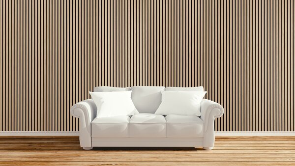 Drevený akustický panel, 2400 x 600 mm, B2BP002, breza