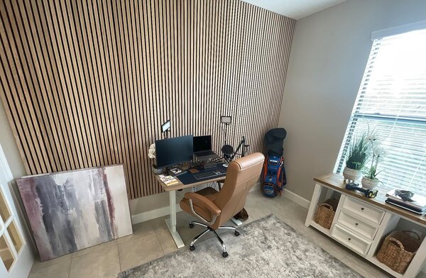 Drevený akustický panel, 2400 x 600 mm, B2BP002, breza