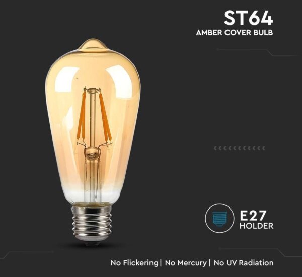 LED Žiarovka FILAMENT ST64 E27/4W/230V 2200K
