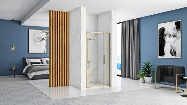 Rea Rapid Swing, 1-krídlové sprchové dvere 90 x195 cm, 6mm číre sklo, zlatý matný profil, REA-K2502