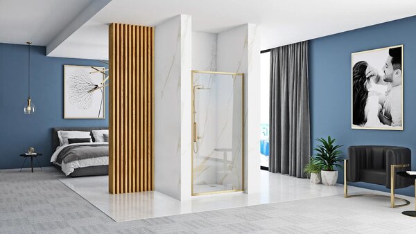 Rea Rapid Swing, 1-krídlové sprchové dvere 90 x195 cm, 6mm číre sklo, zlatý matný profil, REA-K2502