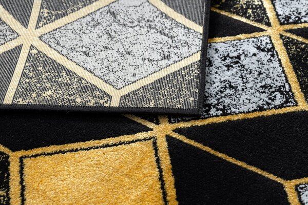 Dywany Łuszczów , Kusový koberec Gloss 400B 86 3D geometric black/gold, 140x190, čierna, kancelária