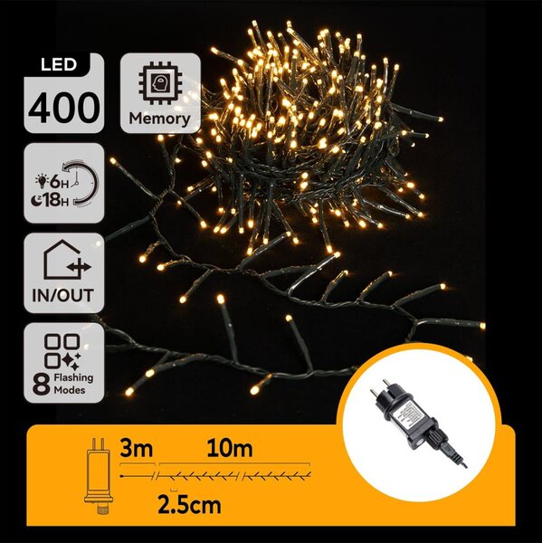 Aigostar - LED Vonkajšia reťaz 400xLED/8 funkcií 13m IP44 teplá biela