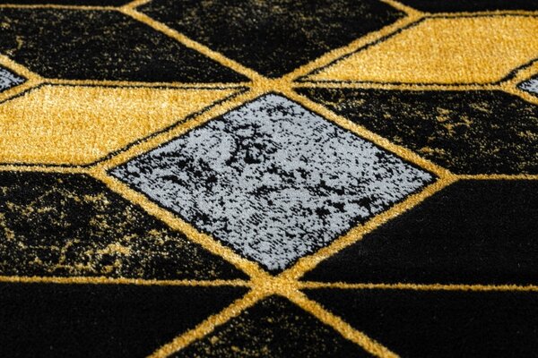 Dywany Łuszczów , Kusový koberec Gloss 400B 86 3D geometric black/gold, 140x190, čierna, kancelária