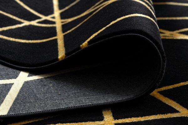 Dywany Łuszczów , Kusový koberec Gloss 406C 86 geometric black/gold, 140x190, čierna, chodba / predsieň