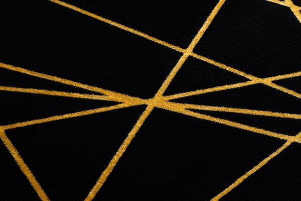 Dywany Łuszczów , Kusový koberec Gloss 406C 86 geometric black/gold, 140x190, čierna, chodba / predsieň