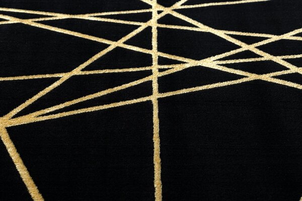 Dywany Łuszczów , Kusový koberec Gloss 406C 86 geometric black/gold, 140x190, čierna, chodba / predsieň