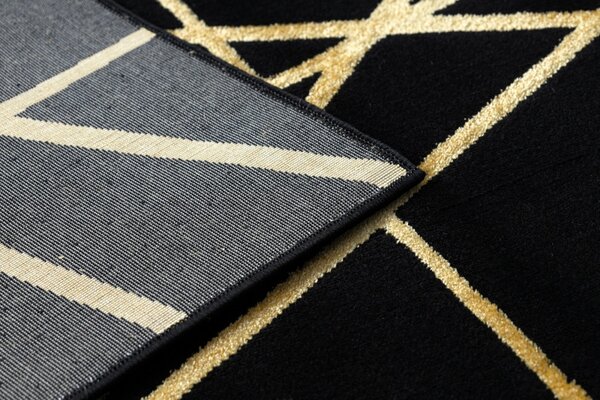 Dywany Łuszczów , Kusový koberec Gloss 406C 86 geometric black/gold, 140x190, čierna, chodba / predsieň