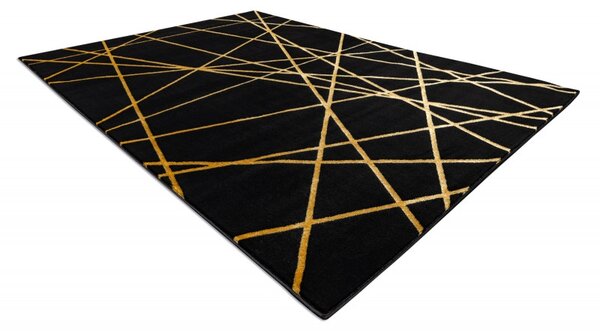 Dywany Łuszczów , Kusový koberec Gloss 406C 86 geometric black/gold, 140x190, čierna, chodba / predsieň