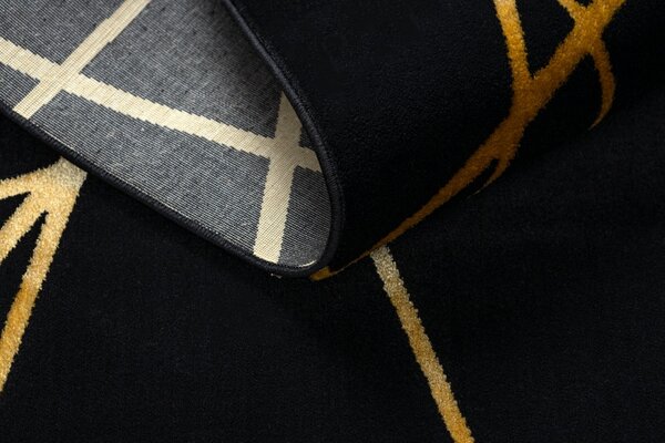 Dywany Łuszczów , Kusový koberec Gloss 406C 86 geometric black/gold, 140x190, čierna, chodba / predsieň