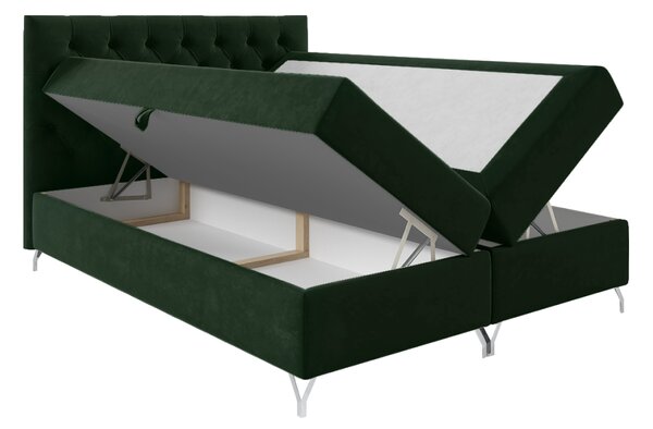 KONDELA Boxspringová posteľ, 160x200, zelená látka Velvet, GULIETTE + darček