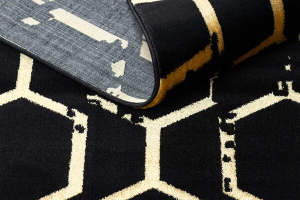 Dywany Łuszczów , Kusový koberec Gloss 407C 86 black/gold, 120x170, čierna, chodba / predsieň