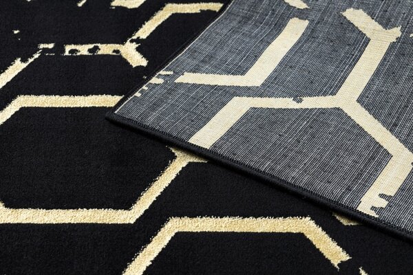 Dywany Łuszczów , Kusový koberec Gloss 407C 86 black/gold, 120x170, čierna, chodba / predsieň