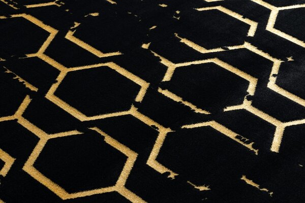 Dywany Łuszczów , Kusový koberec Gloss 407C 86 black/gold, 120x170, čierna, chodba / predsieň