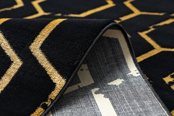 Dywany Łuszczów , Kusový koberec Gloss 407C 86 black/gold, 120x170, čierna, chodba / predsieň