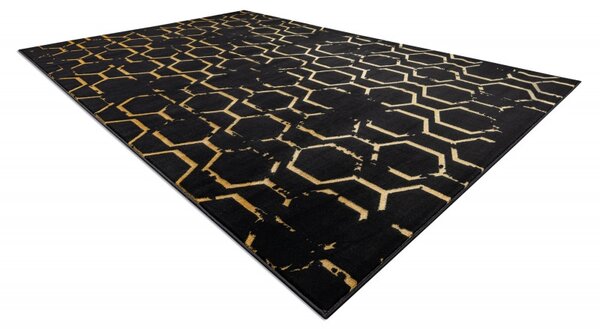 Dywany Łuszczów , Kusový koberec Gloss 407C 86 black/gold, 120x170, čierna, chodba / predsieň