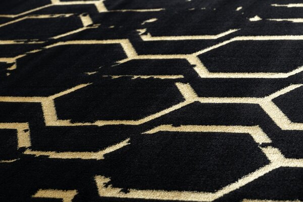 Dywany Łuszczów , Kusový koberec Gloss 407C 86 black/gold, 120x170, čierna, chodba / predsieň