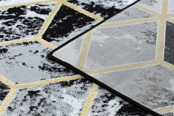 Dywany Łuszczów , Kusový koberec Gloss 409A 82 3D cubes black/gold/grey, 80x150, čiernobiela, kancelária