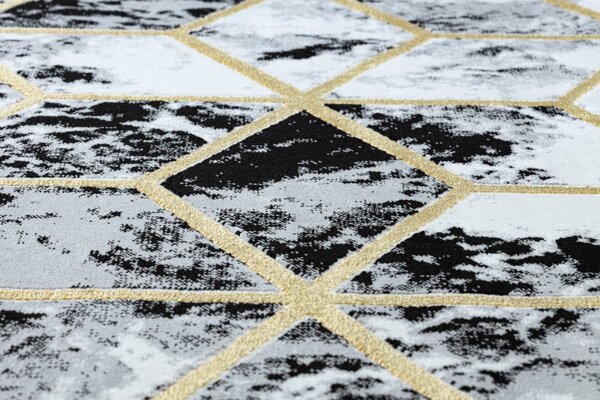 Dywany Łuszczów , Kusový koberec Gloss 409A 82 3D cubes black/gold/grey, 80x150, čiernobiela, kancelária