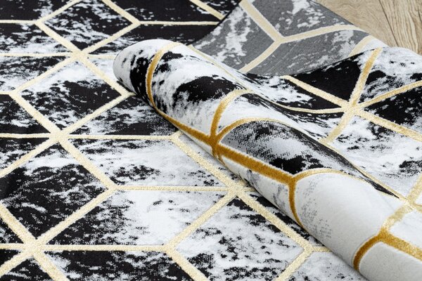 Dywany Łuszczów , Kusový koberec Gloss 409A 82 3D cubes black/gold/grey, 80x150, čiernobiela, kancelária