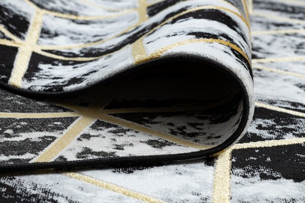 Dywany Łuszczów , Kusový koberec Gloss 409A 82 3D cubes black/gold/grey, 80x150, čiernobiela, kancelária