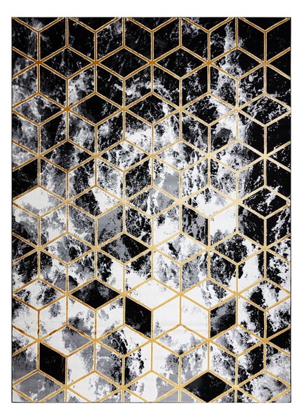 Dywany Łuszczów Kusový koberec Gloss 409A 82 3D cubes black/gold/grey - 240x330 cm