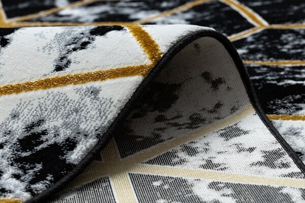 Dywany Łuszczów , Kusový koberec Gloss 409A 82 3D cubes black/gold/grey, 80x150, čiernobiela, kancelária