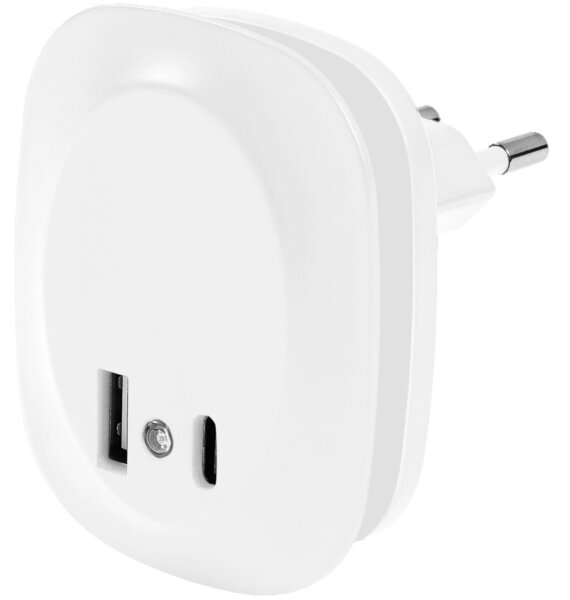 Ledvance- LED Nočné svietidlo do zásuvky so senzorom a USB LUNETTA LED/12,5W/230V
