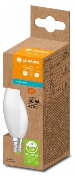 LED Žiarovka z recyklovaného plastu B40 E14/4,9W/230V 4000K - Ledvance