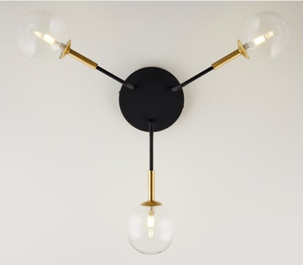 Jupiter 2039 - Luster na tyči BURANO 3xG9/10W/230V čierna/zlatá/číra