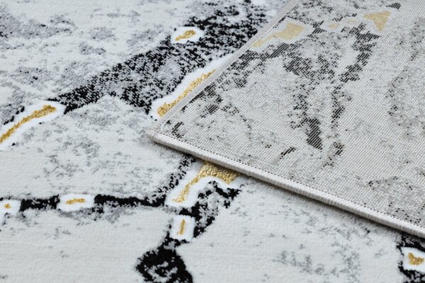 Dywany Łuszczów, Kusový koberec Gloss 528A 58 3D mramor ivory/black, 80x150, šedá, kancelária