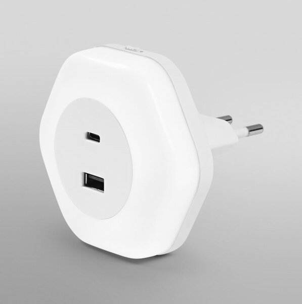 Osram - LED orientačné svietidlo do zásuvky s USB LUNETTA LED/15W/230V