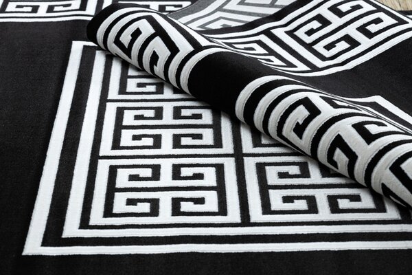 Dywany Łuszczów , Kusový koberec Gloss 6776 85 greek black/ivory, 80x150, čiernobiela, chodba / predsieň