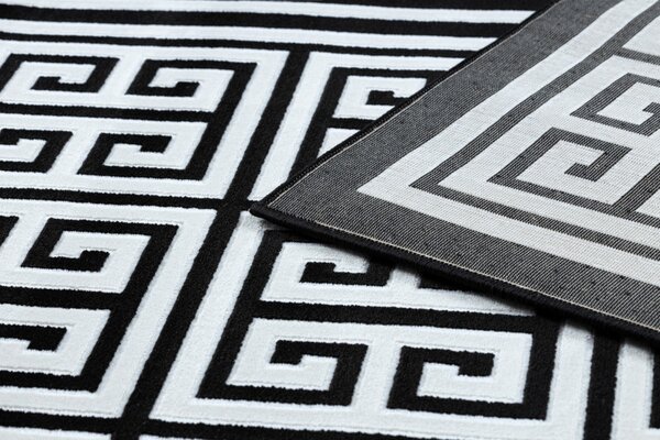 Dywany Łuszczów , Kusový koberec Gloss 6776 85 greek black/ivory, 80x150, čiernobiela, chodba / predsieň