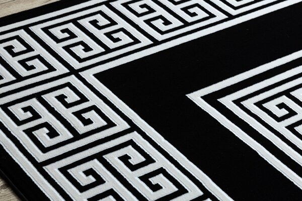 Dywany Łuszczów , Kusový koberec Gloss 6776 85 greek black/ivory, 80x150, čiernobiela, chodba / predsieň