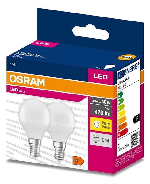SADA 2x LED Žiarovka P45 E14/4,9W/230V 3000K - Osram