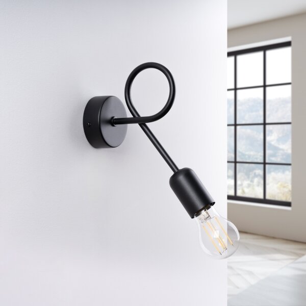Sollux SL.1433 - Nástenná lampa LOOP 1xE27/15W/230V čierna